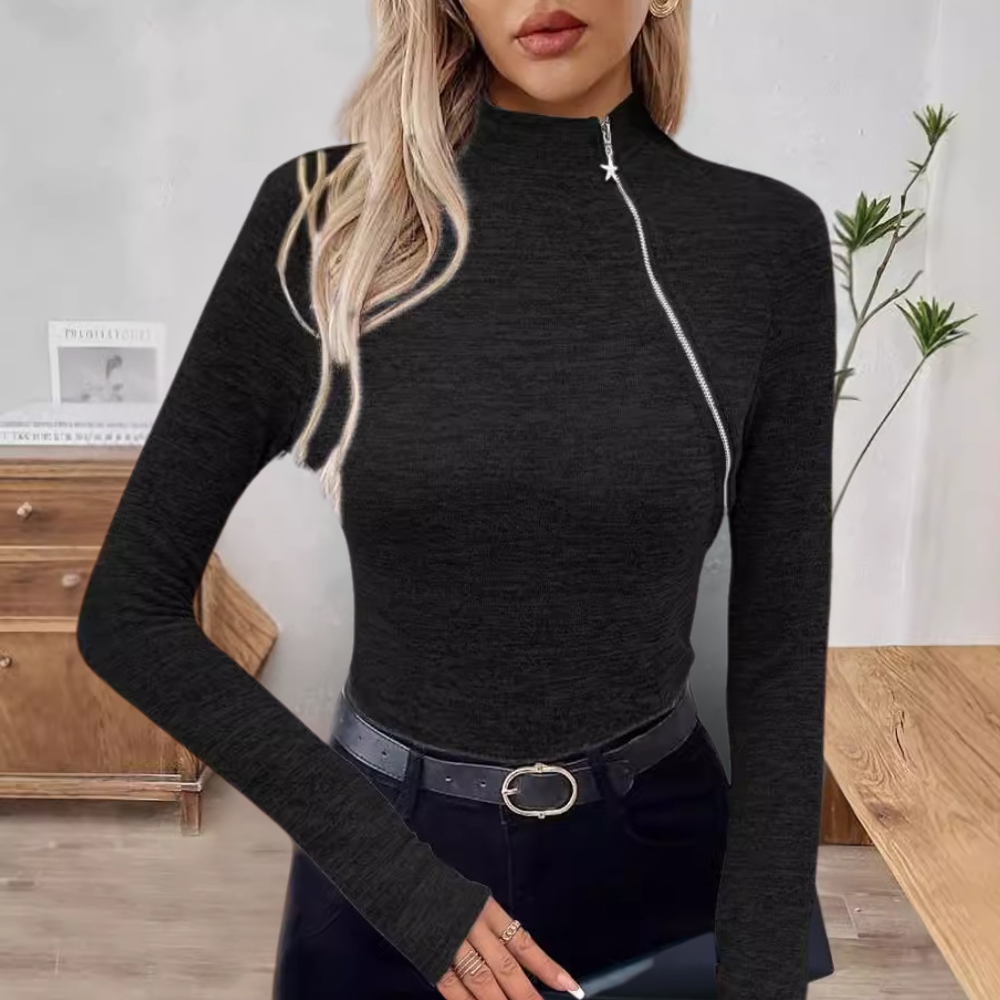 Pull-over femme à zip oblique – Sweat chic et confortable pour toutes occasions