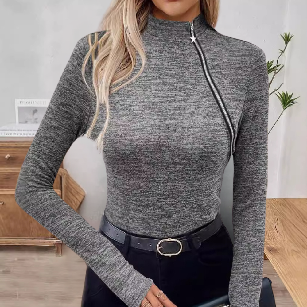 Pull-over femme à zip oblique – Sweat chic et confortable pour toutes occasions